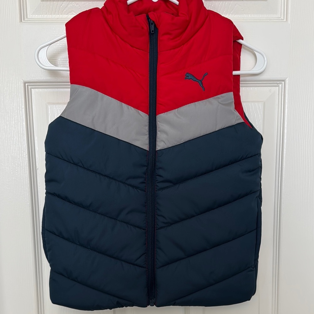 Boys Puma Red and Blue Puffer Vest